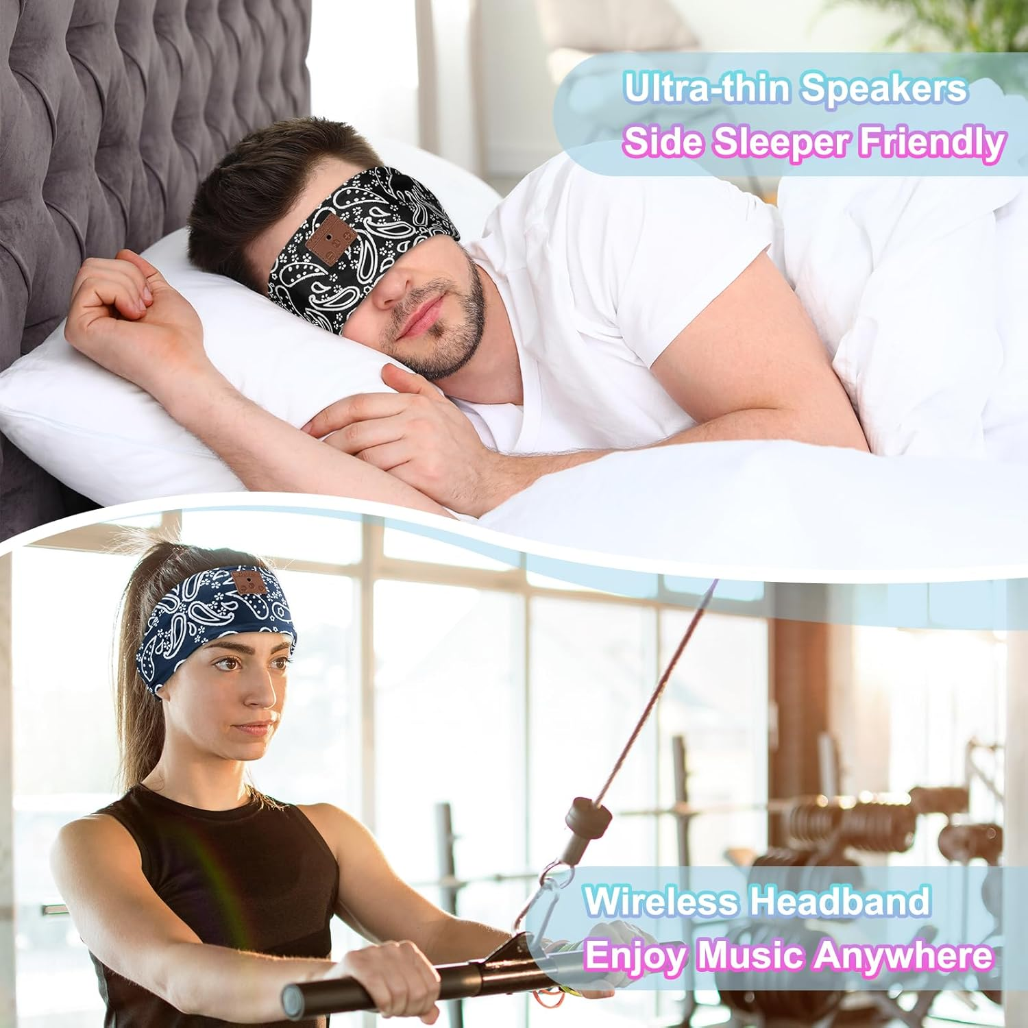 2-Pack Bluetooth 5.4 Wireless Sleep Headband Headphones for Comfortable Nighttime Use