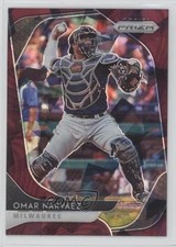 2020 Panini Prizm Tier II Burgundy Cracked Ice 25/25 Omar Narvaez #118 00gy