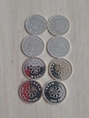 8 Skull & Crossbones 1 Gram .999 Fine Silver Rounds Lot #5