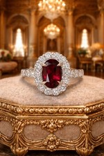 4.00 Ct Oval Cut Natural Ruby & Diamond Wedding Ring 14K White Gold Sz 7