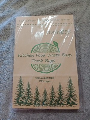 Tainess Kitchen Food Waste Bags Trash Bags 100% Compostable 100% Paper New...