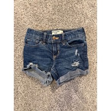 Abercrombie Kids Jean Shorts Girls 7/8 Blue Denim Midi Shorts Distressed Cuffed