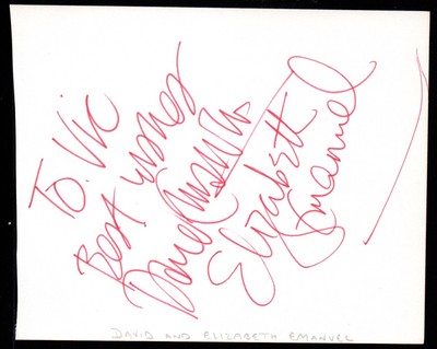 David Elizabeth Emanuel Diana genuine authentic signed autograph signature COA