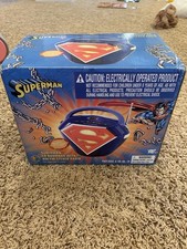 Vintage Superman Boombox - Blue  Red - AM/FM Radio - CD Player Clock NEW 