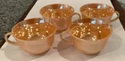 Set of 4 - VINTAGE FIRE KING Coffee Cup Peach Lustre Laurel Leaves