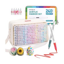 240 Color Acrylic Paint Markers Set Brush Tips, Quick Dry Permanent Mark