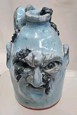 Savannah Craven Indigenous Southern Primitive Folk Art Pottery Face Jug Signed