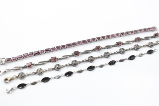 Sterling Silver Bracelets Tennis Marcasite Stone Set Faceted x 4 30g