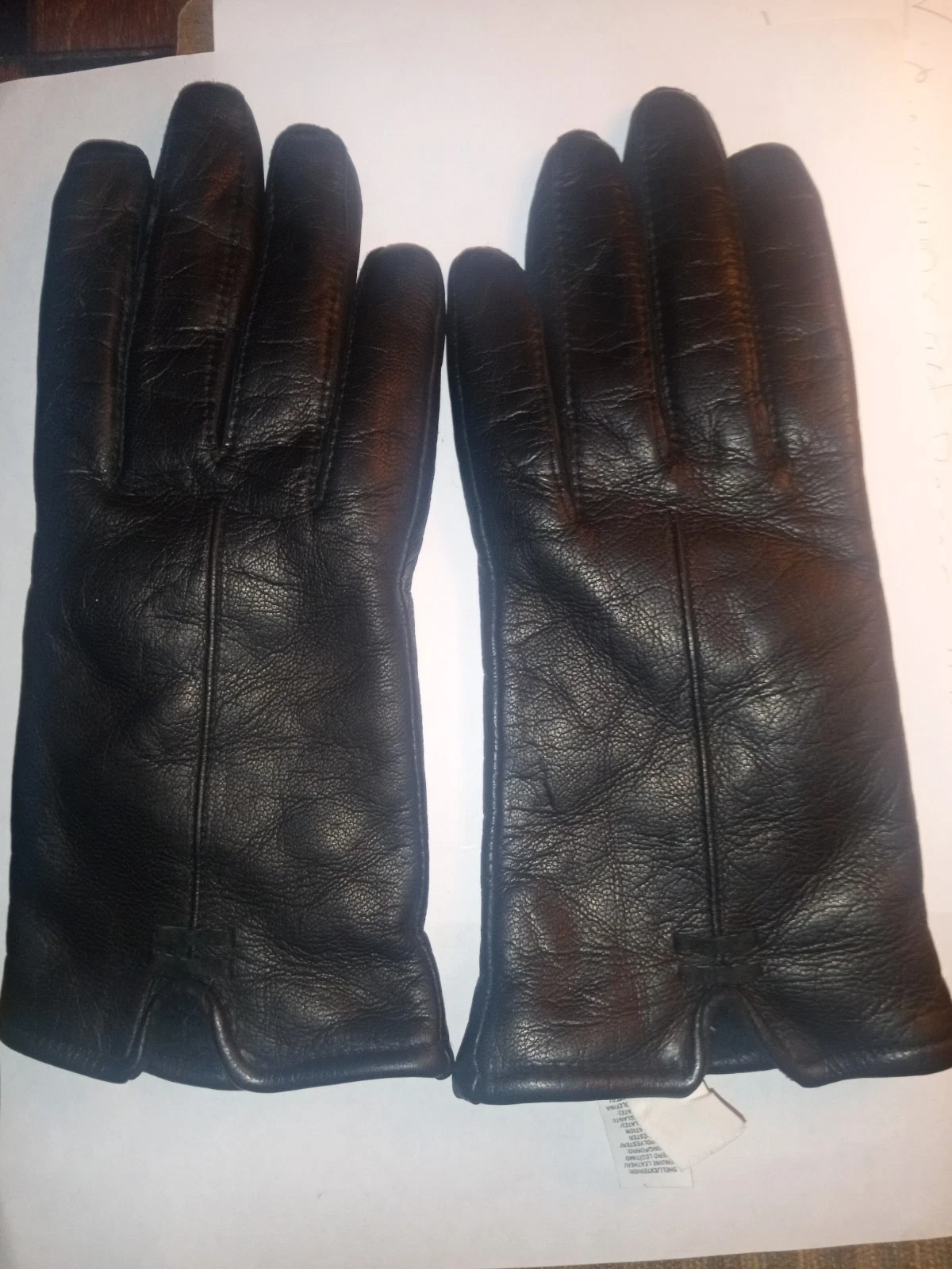 Genuine Leather Gloves Luxury Mid Forearm Solid Black Womens Size S
