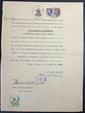 LIBYA , Document with Revenue Stamps 1945