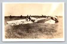 Air Plane Airplane Crash Postcard Men Standin...