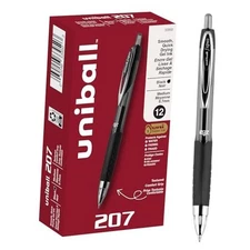  207 Retractable Gel Pens Medium Point, 0.7mm, 12 Pack Black