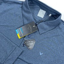 Callaway Golf Polo Long Sleeve Opti-Dri Swing Tech Cooling XLT Blue Heathered