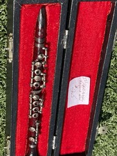Miniature Clarinet 6.25" Wood Metal Replica in Velvet Case