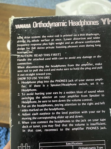 Yamaha Orthodynamic Headphones YH-100 with Box - Picture 13 of 20