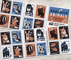BABY WILD ANIMALS 1st Class Stamps   20/booklet