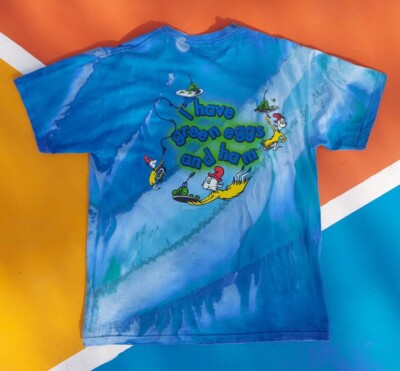 Vintage 90s Rare Dr Seuss Sam I Am Green Eggs And Ham 1997 Tie-dye T-Shirt Sz XL