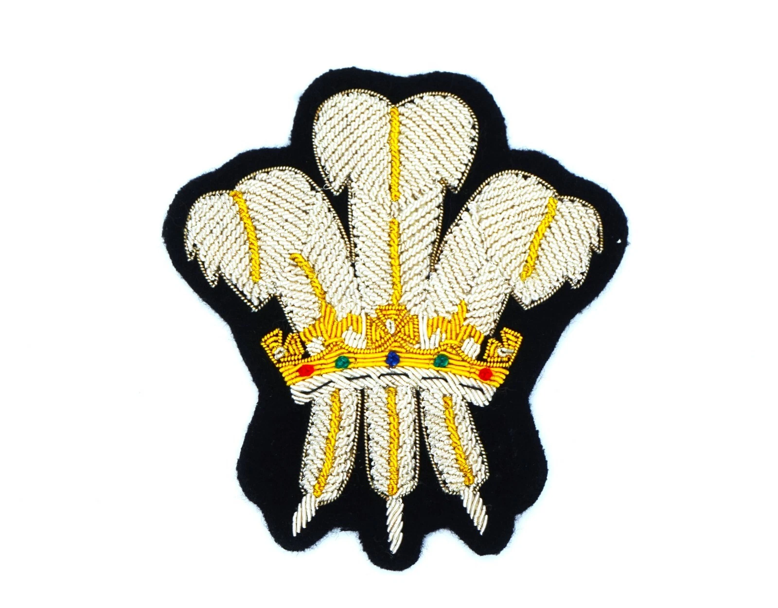 Embroidered Bullion Wire Triple Plume Blazer Badge Patch (03)