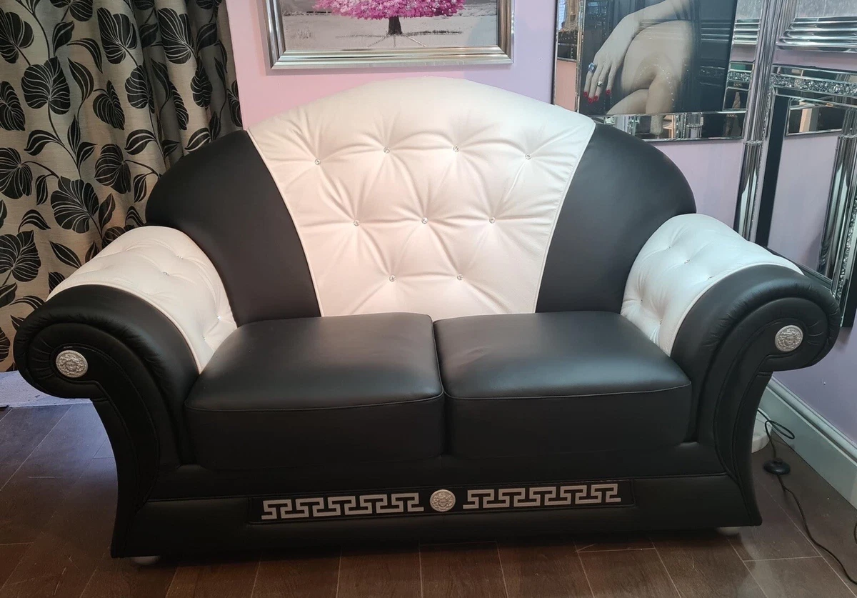 Black and white leather furniture deals