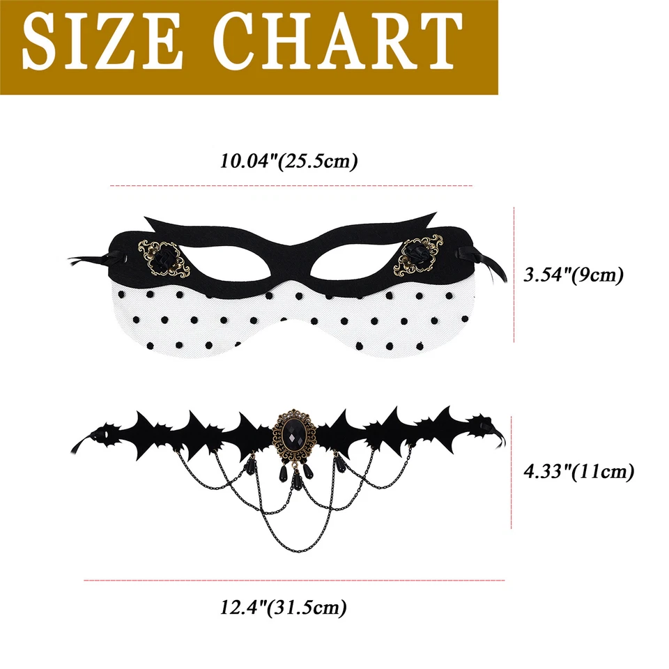 2Pcs Women Sexy Black Rose Lace Masquerade Mask Choker Collar Party Ball Costume - Image 2 of 4