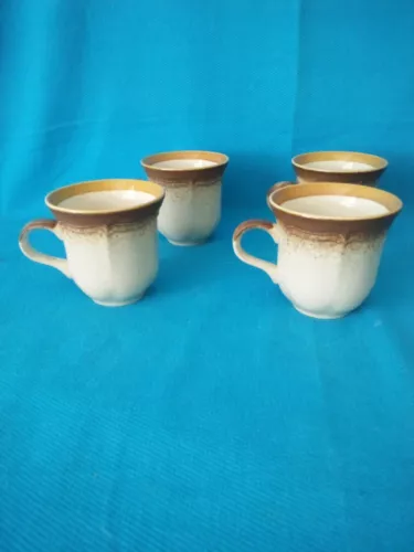 Vtg Mikasa Whole Wheat E8000 4 Mugs/Coffee Cups Japan  EUC