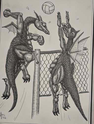 Dragons Playing Volleyball artwork Print by R. C. Matteson 1983 - Bild 2 von 6