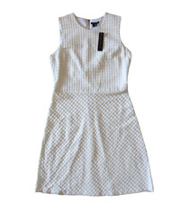 NWT THEORY Raneid K in White Contextual Textured Sleeveless Shift Dress 10 345