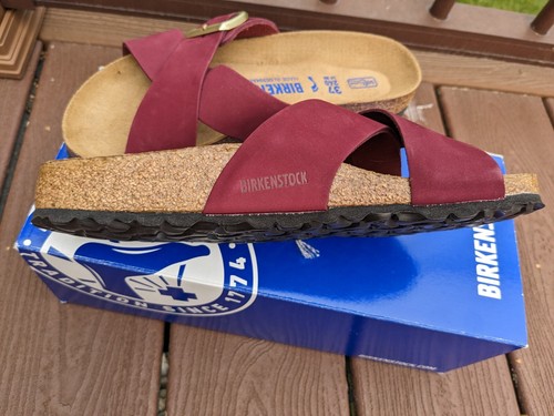 Sandalias plantilla suave Birkenstock Maroon Nubuck Siena II EU 37 estrechas EE. UU. 6-6,5 - Imagen 7 de 12
