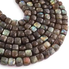 1 Strand Labradorite Cube Briolette, Box Shape Faceted Beads, 8 Inches, 8mm-10mm