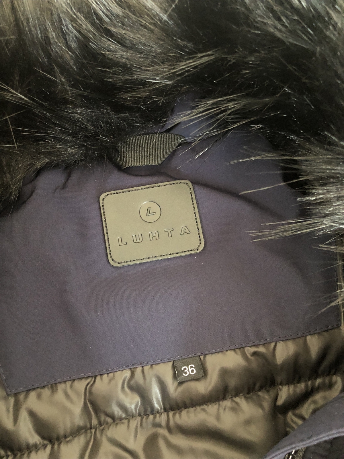 Elegant Ladies Slim Fit Dark Blue Jacket with Faux Fur Collar image 2