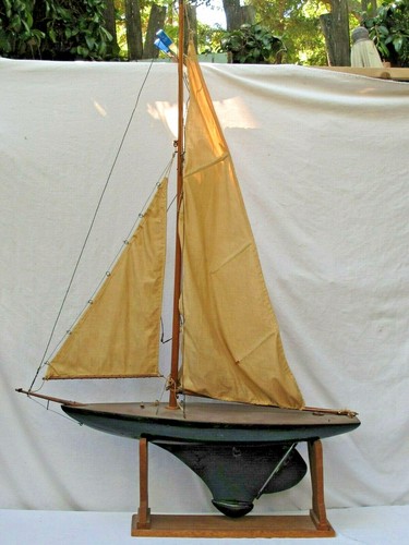 Antique Large Pond Yacht Sailboat 