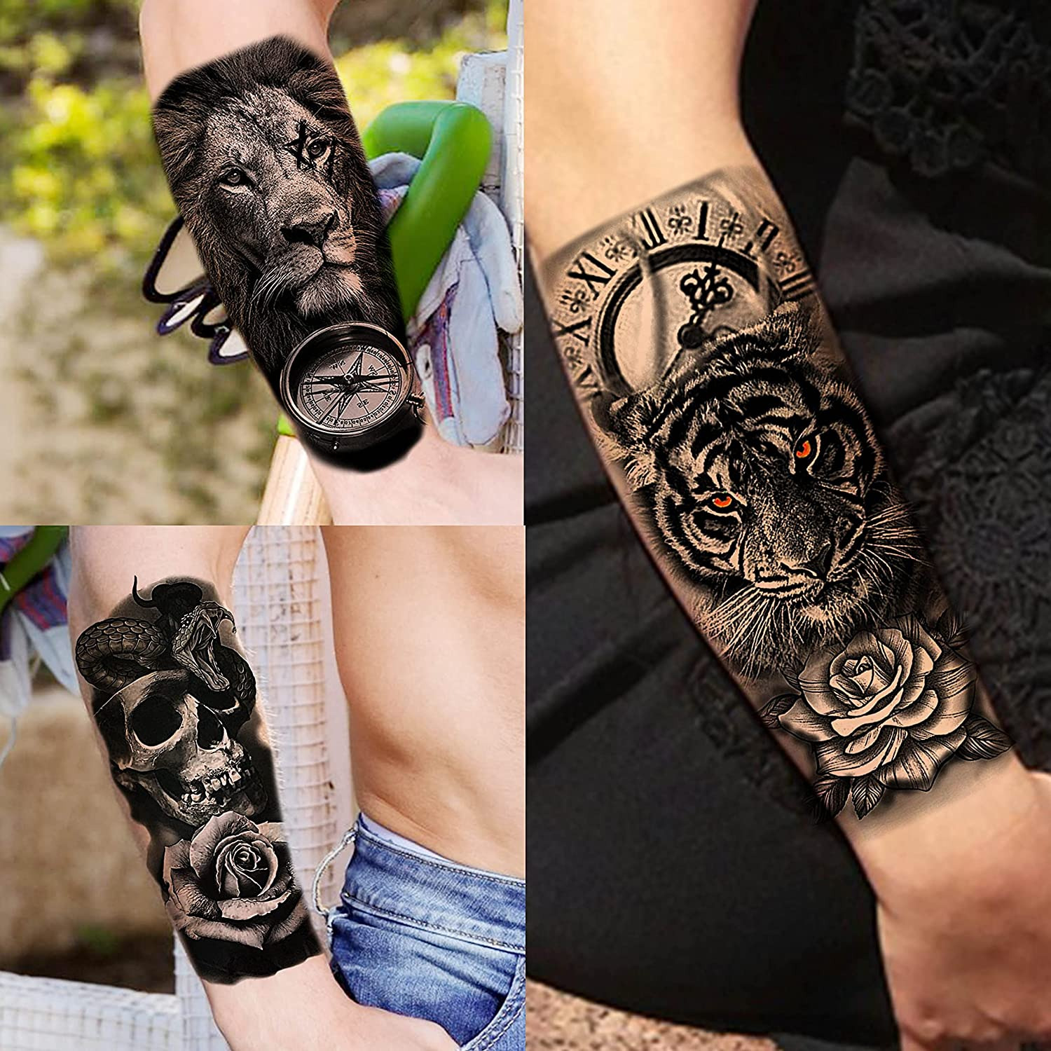 68 Sheets Large Half Arm Sleeve Temporary Tattoos for Men Women Forearm, Tribal 