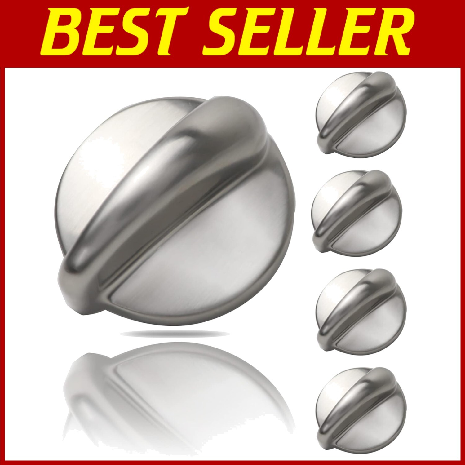 Effortless Installation: 5-Pack GE Cooktop Knobs in Premium Stainless Steel