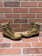 MIA Windy-K Tan Faux Leather Lace Up Round Toe Ankle Boots Girls Size 5 M