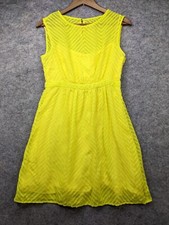 J. Crew Dress Womens 6 Petite Yellow A-Line Mini Sleeveless Sheer Knit