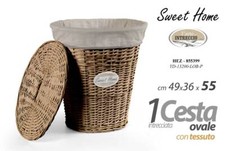 CESTA VIMINI 55cm OVALE Portabiancheria BAGNO SALOTTO CONTENITORE MARRONE