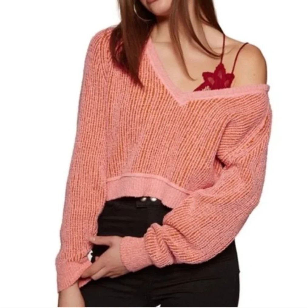 Free people high low v sweater cheap