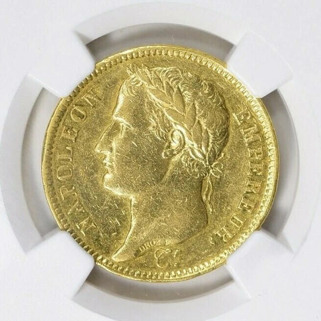 Francia 1808-M Oro 40 Francos NGC AU Detalles Foto 3 de 4