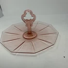 ART DECO Cambridge Glass Co. pink depression glass sandwich tray KEYHOLE c.1930
