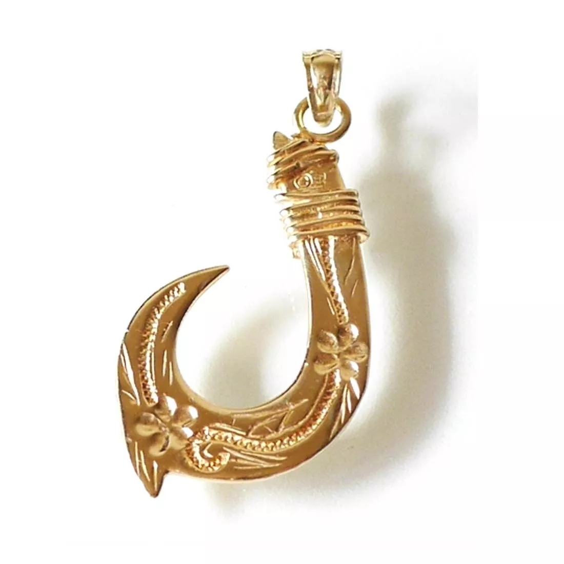 Solid gold fish hook best sale pendant