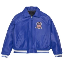 Avirex Men's Cobalt Blue American Flight Icon Jacket Cowhide Leather Jacket