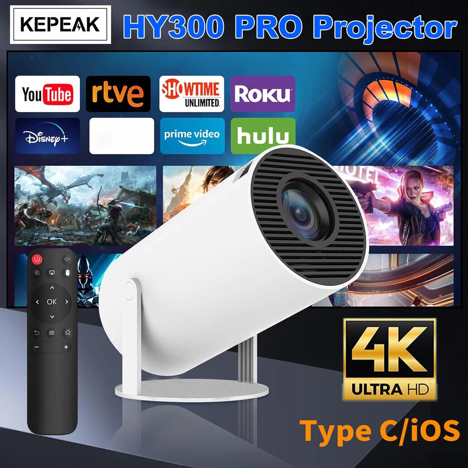 4K Mini Projector 20000 Lumen LED 1080P WiFi Bluetooth UHD Portable Home Theater - Image 2 of 4