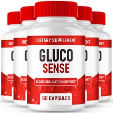 (5 Pack) Gluco Sense Capsules, GlucoSense Healthy Circulation & Stable Levels
