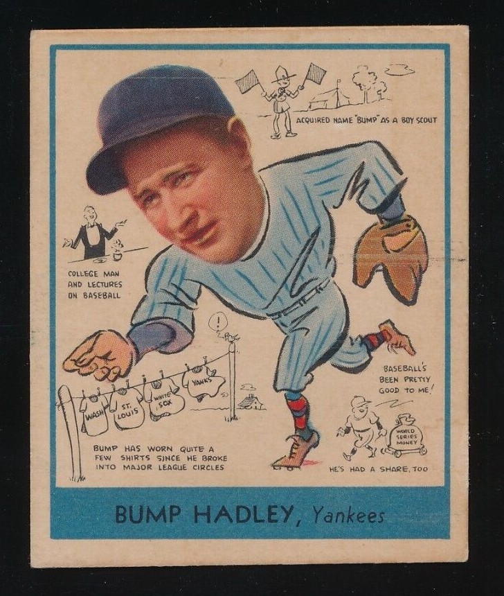 1938 Goudey HeadsUp Irving "Bump" Hadley 275 New York Yankees VGVG