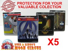 5x 4K UHD STEELBOOK WITH J-CARD SIZE 4K4 - CLEAR PLASTIC BOX PROTECTORS SLEEVE