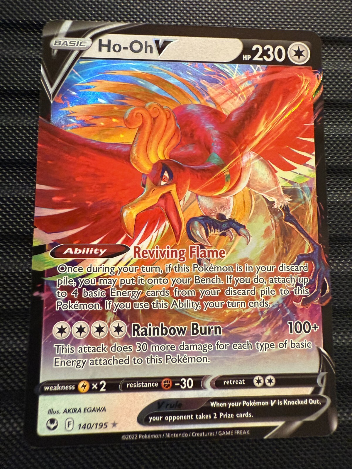 Ho-Oh V 140/195 Ultra Rare NM Silver Tempest Pokemon Trading Card