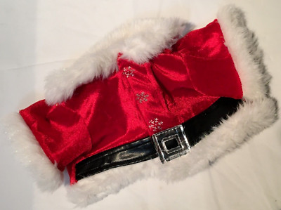 BUILD A BEAR Santa Coat Red Velvet White Faux Fur Trim Black Belt BAB BABW