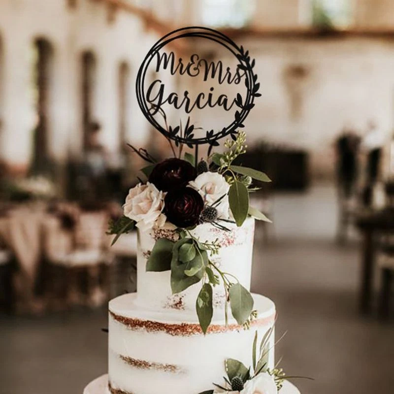 15cm 16cm 17cm 18cm Coppia Mr E Mrs Nomi Custom Matrimonio Forniture Cake Topper - Immagine 2 di 4