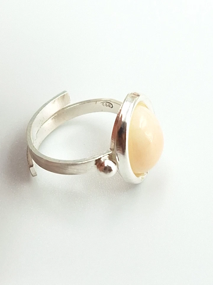 ANELLO DONNA CORALLO ROSA SARDEGNA ARGENTO 925 RODIATO ORO BIANCO REGOLABILE - Immagine 3 di 4