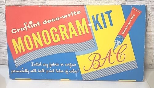 Vintage 1950's Crafting Deco Write Monogram Kit Complete! - Picture 1 of 9